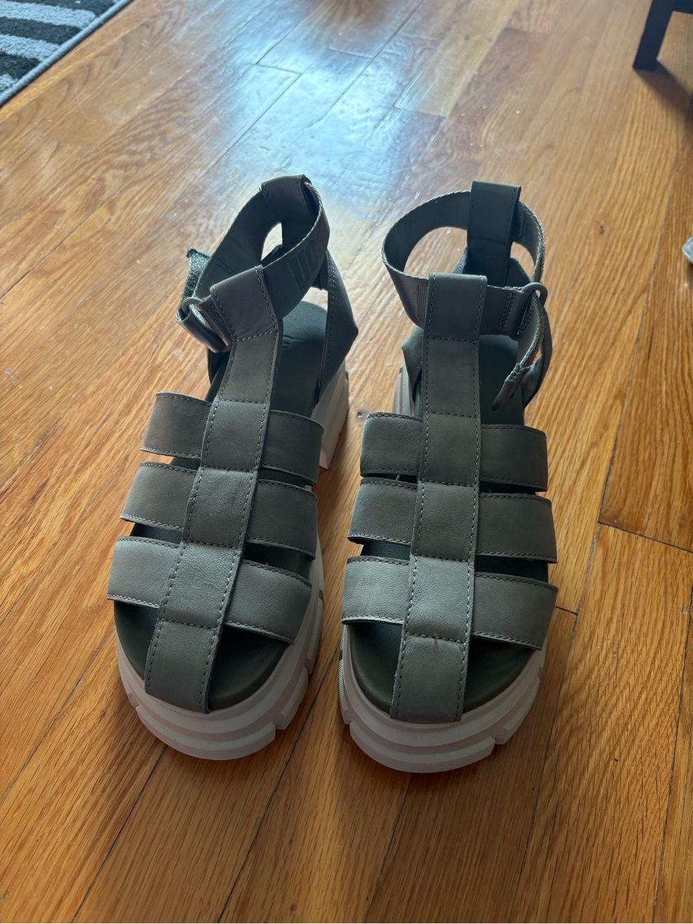 UGG Olive Green Strappy Chunky Platform Sandals
